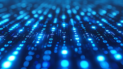 Tech Blueprints, Binary Code on Computer Screen Background