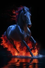 Obraz na płótnie Canvas horse in the night with fire
