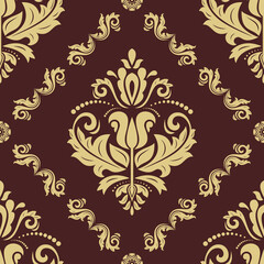 Orient classic pattern. Seamless abstract background with vintage elements. Orient brown and golden pattern. Ornament for wallpapers and packaging - 711311459
