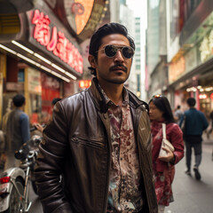 street style, man, asian, street, city, smiling, lifestyle, sunglasses, handsome, night, outdoors, guy, model, standing, hong kong, man, male, 30 years