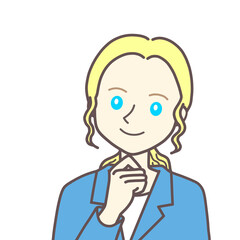 Fototapeta premium 納得するスーツの女性(ロングヘア)