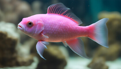 Fototapeta premium Pink fish swimming in aquarium