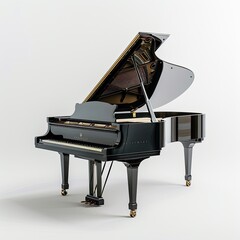 grand piano 3d rendering on white background