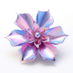 Vibrant Pink and Blue Flower on a White Background