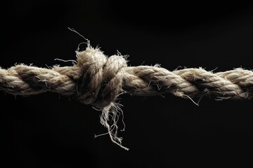 Frayed rope close to breaking point - obrazy, fototapety, plakaty