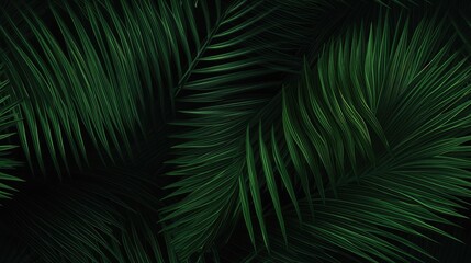 Blue green lush tropical leaves on a dark black background, abstract green texture, nature background, tropical leaf