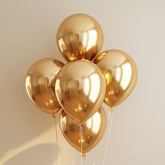 Golden balloons happy birthday party decoration yellow glossy