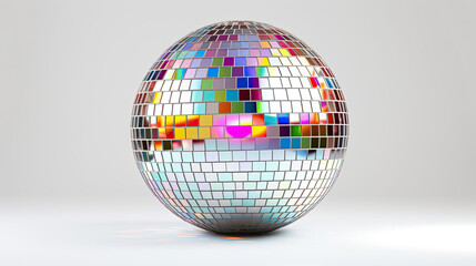 Fototapeta na wymiar Colorful Disco Ball With Multicolored Reflective Surfaces for Vibrant Light Effects
