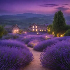 A beautiful scene in a lavender field. nature landscape composition.