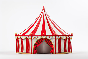 Open Door of Red and White Circus Tent for Entering and Exiting Performers