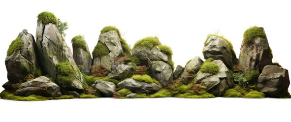 Group of Rocks With Vibrant Moss Growth in Natural Setting.