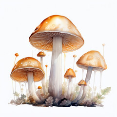 Group of Mushrooms on Field