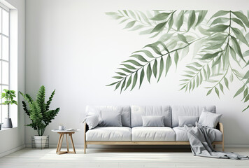 Living Room With Couch and Potted Plants