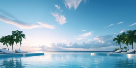 Fototapeta na wymiar an ocean view from the pool at a resort