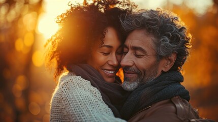 Couple celebrating milestones, their affection evident in warm, tight embraces