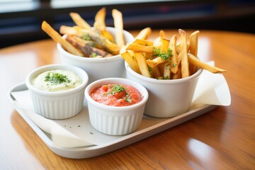 trio of dips with a side of fries