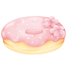 Sakura donut watercolor drawing