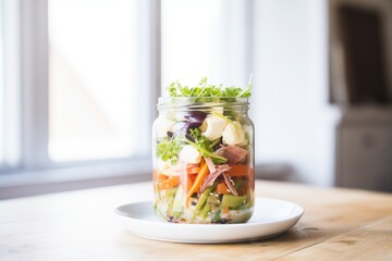 jar of greek salad, packed for lunch