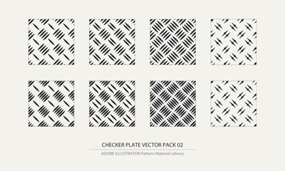 Checked Plate Pattern Set. Industrial and construction texture mapping material. Modern and stylish vector pack. Simple illustration resource.