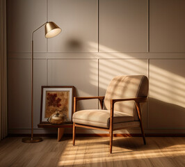 Chair and Lamp in a Room, Simple and Functional Furniture