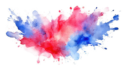 abstract red ,blue and pink watercolor splash, brush stain for design,, isolated on a transparent background. PNG cutout or clipping path.	