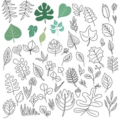 hand drawn seamless leaves with leaves