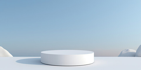 White Round Object on White Table, Clean and Minimal Decor
