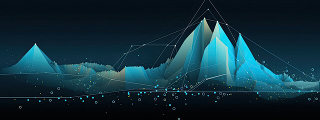 Mountain With Data Flow, Illustration of a Data Stream Emerging From a Mountain - obrazy, fototapety, plakaty