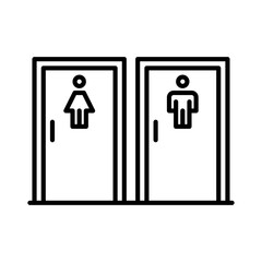 toilet icon vector or logo illustration outline black color style