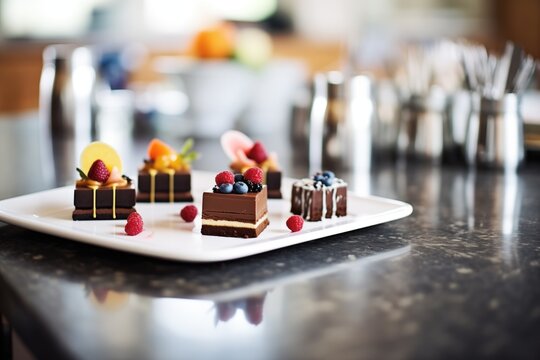 personal mini chocolate cakes on a platter