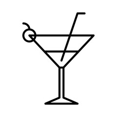 cocktail drink icon vector or logo illustration outline black color style