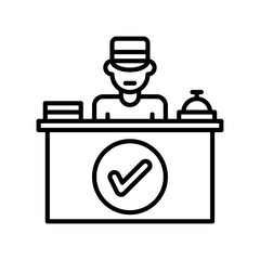 check in icon vector or logo illustration outline black color style