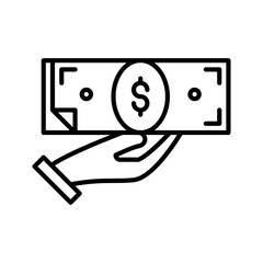cash icon vector or logo illustration outline black color style