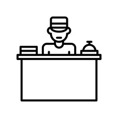 information desk icon vector or logo illustration outline black color style