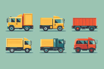 Fototapeta na wymiar Flat cars set. Taxi and minivan, cabriolet and pickup. Bus and suv, truck. Urban, city cars and vehicles transport vector flat icons. Cabriolet and truck, car and bus, automobile pickup illustration