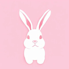 The silhouette of an Easter bunny on a delicate pink background.