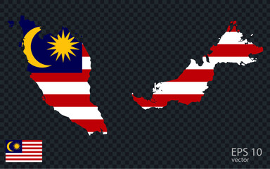 Vector map of Malaysia. Vector design isolated on grey background.
