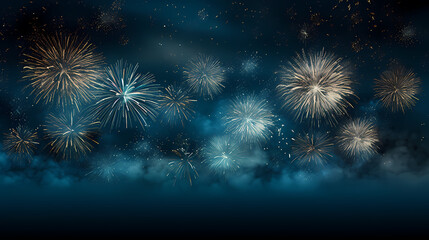 Obraz premium Beautiful fireworks background at night for holiday decoration