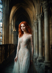 portrait of beautiful european woman with pale red hair,