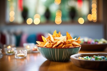 bowl filled with chips at a party setting