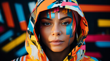 woman, colourful, bold, street art, graffiti, hip hop, lifestyle, extravagant, makeup, freedom,...