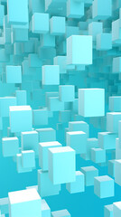 Obraz premium Abstract illustration of blue cubes background. Futuristic background design