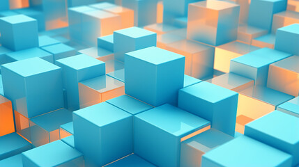 Fototapeta na wymiar Abstract illustration of blue cubes background. Futuristic background design