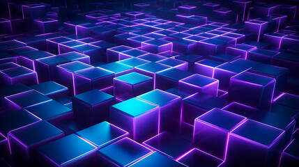 Abstract background with cubes in neon light