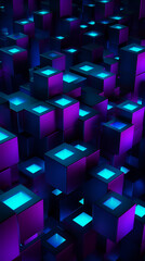 Abstract background with cubes in neon light