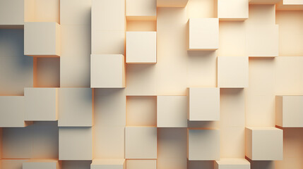 Abstract background made of cubes in cream color