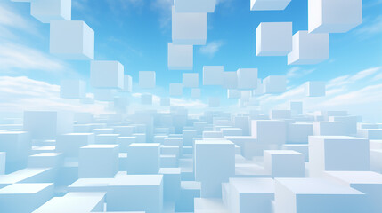 Abstract illustration of blue cubes background. Futuristic background design