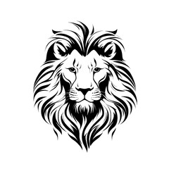 free photo, illustration of a black and white lion's head