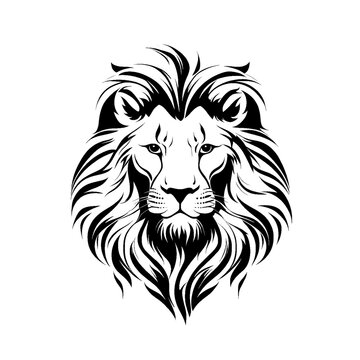 free photo, illustration of a black and white lion's head