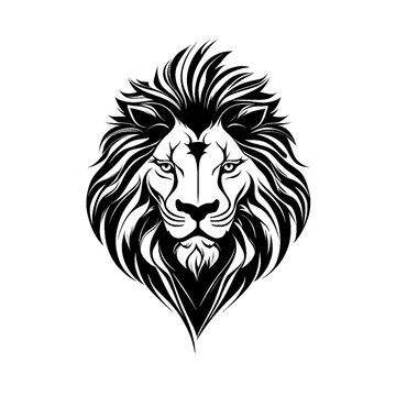 free photo, illustration of a black and white lion's head 2